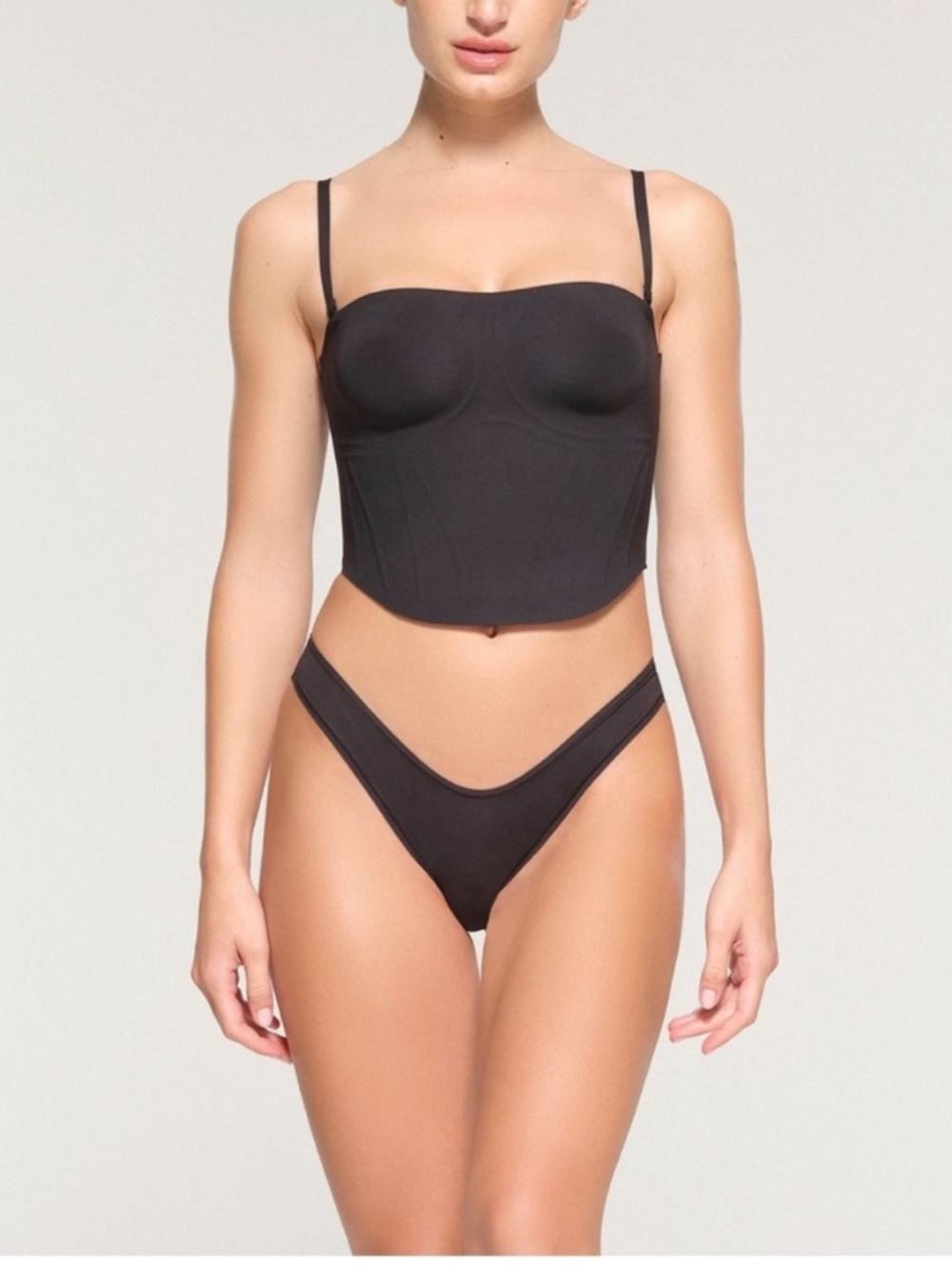 Skims Bonded Crop Corset Onyx Large